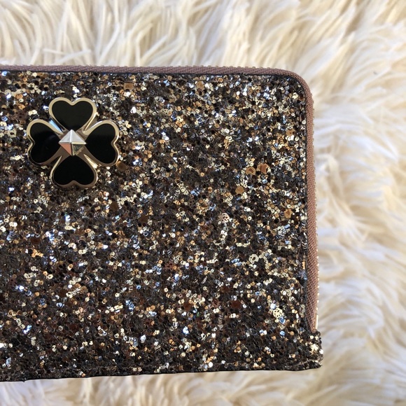 ⚡️SALE NWT Kate Spade Odette Glitter L-Zip Cardcas - Picture 4 of 5